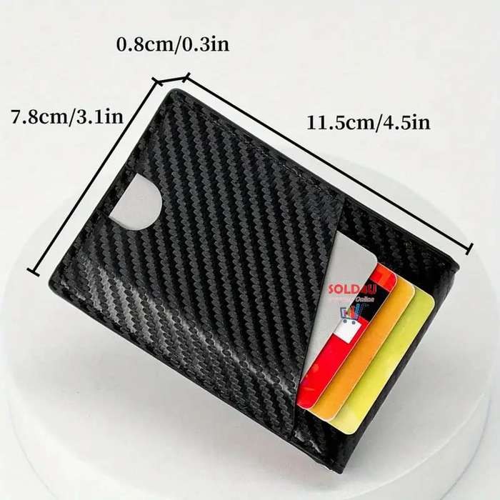 PU Leather Wallet, Bifold Card Holder Money Clip Multi Slots [ Black / Blue ]