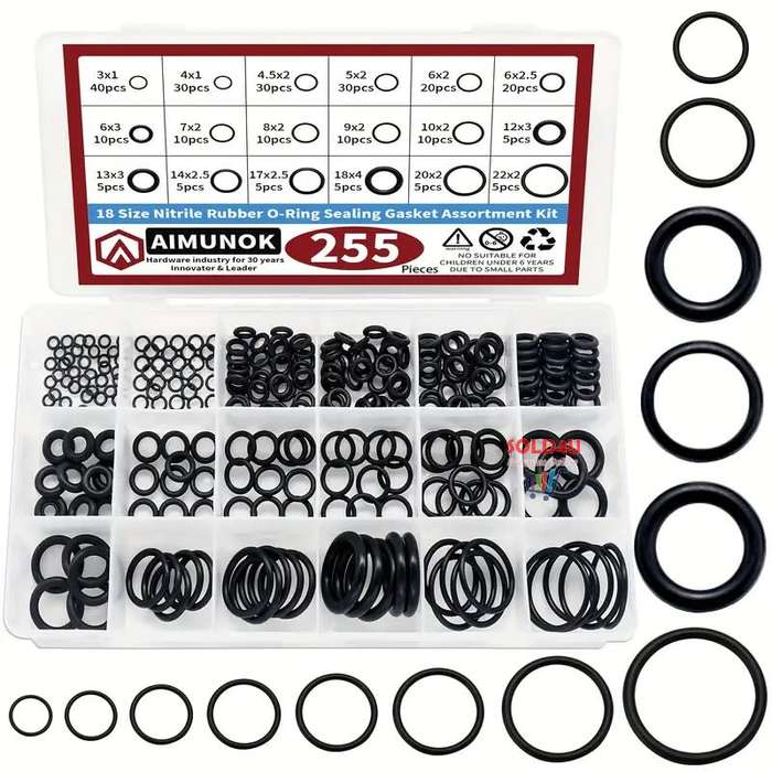 255pcs Rubber O Rings Kit 18 Size plus Box