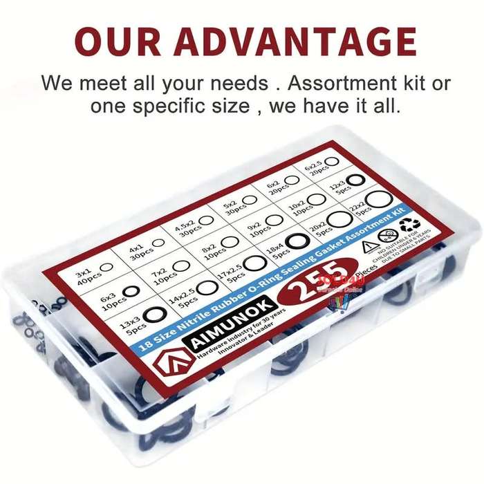 255pcs Rubber O Rings Kit 18 Size plus Box