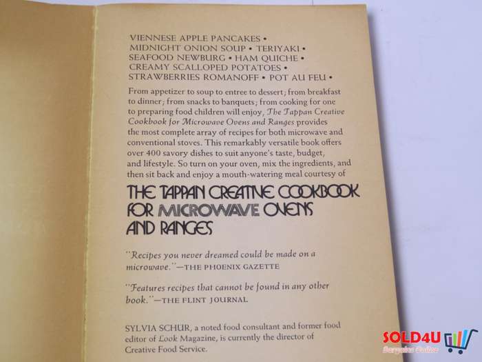 The Tappan  Creative Cookbook for Microwave Ovens and Ranges - Sylvia Schur