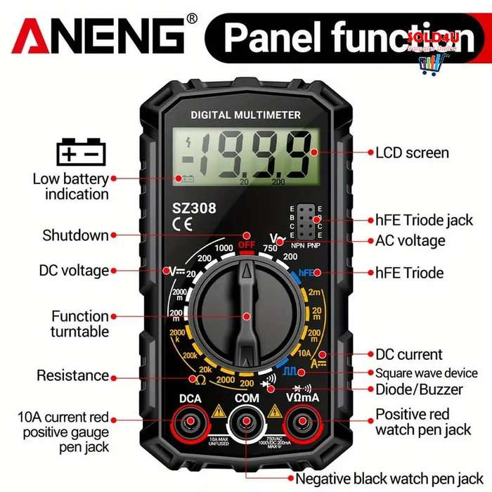 Digital Multimeter AC DC Voltage Resistance Meter Current Meter