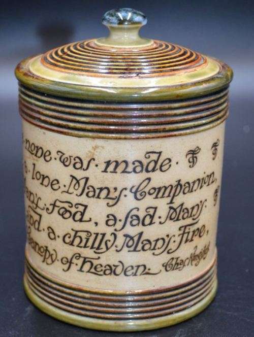 ROYAL DOULTON LAMBETH TOBACCO JAR WITH VERSE C.1900 - from SUEZYT