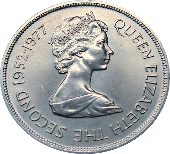 25 (Twenty Five) Pence - 1977 - Bailiwick of JERSEY - Coin is A/UNC  inside plastic protection.