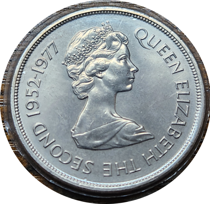 25 (Twenty Five) Pence - 1977 - Bailiwick of JERSEY - Coin is A/UNC  inside plastic protection.