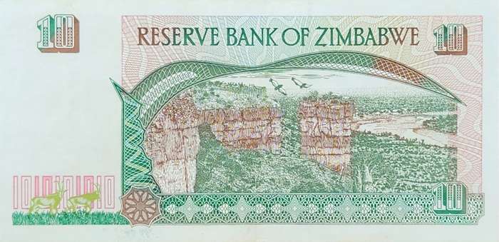 10 (TEN) DOLLARS ZIMBABWE  - 1997 in UNC condition - CH2054468 - Nice and crisp !!!