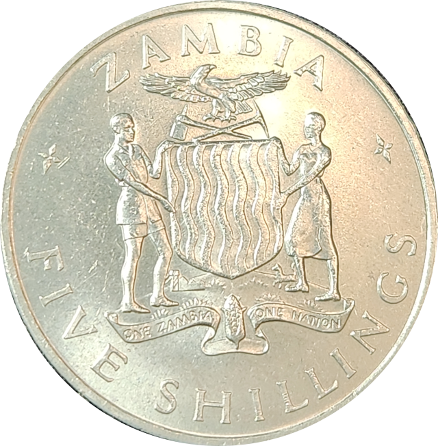 5 (FIVE) SHILLING - 1965 - ZAMBIA in A/UNC - Stunning coin !