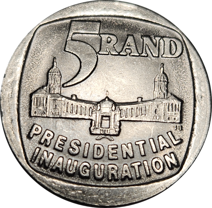 5 (FIVE) RAND - Presidential Inauguration - 1994   -  A/UNC - Very Good Coin !!