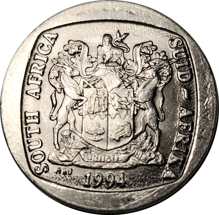 5 (FIVE) RAND - Presidential Inauguration - 1994   -  A/UNC - Very Good Coin !!