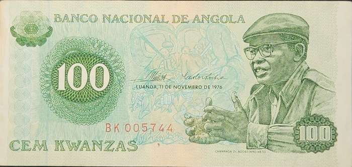 100 (ONE Hundred) KWANZAS - 1976 - Angola - EF - BK005744 (Dr. António Agostinho Neto)