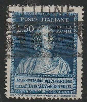 ITALY - 1949 Voltaic Pile Issue  50 Lire dark blue Top value  VF USED