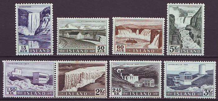 ICELAND - 1956 Waterfalls and Powerstations issue complete set *MM*