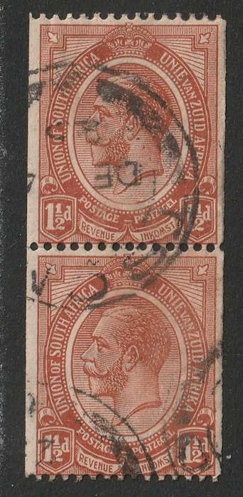 UNION  KINGS HEADS 1913 -1&1/2d vertical coil pair VF USED