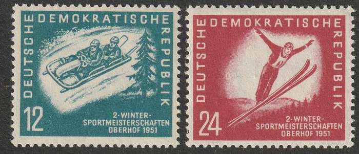 GERMANY DDR - 1951 Winter Sports Issue.  Complete set  **MNH**