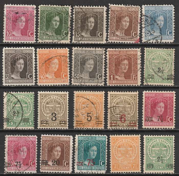 LUXEMBOURG - 1914/1919 Issues Part sets used.