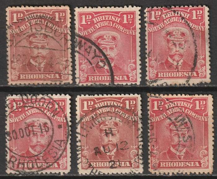 RHODESIA  BSAC  -   ADMIRALS  1d red shades VF USED