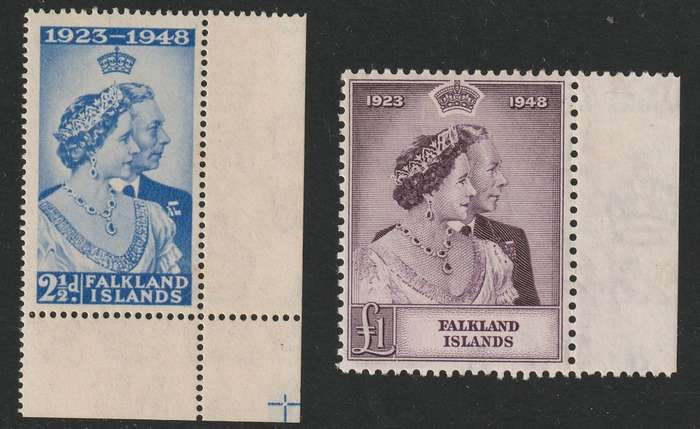 FALKLAND ISLANDS  - 1948 Silver Royal Wedding Anniversary Complete set **MNH**