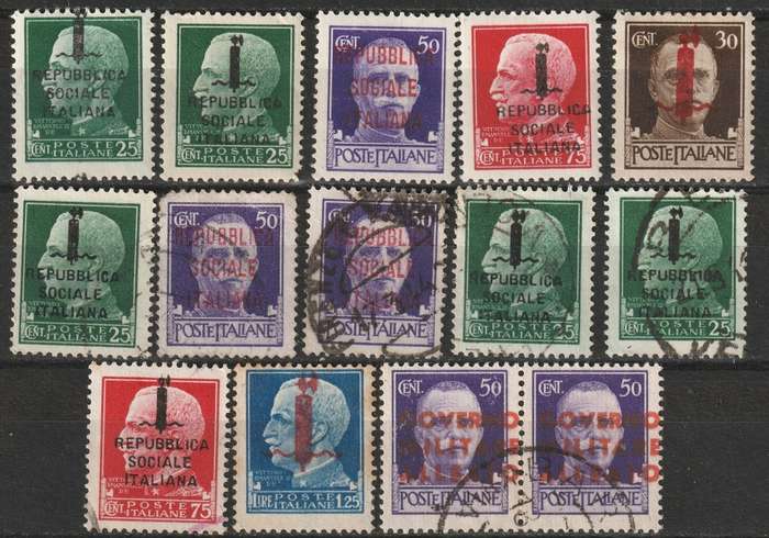 ITALY - 1944 Social Republic overprints range mint and used
