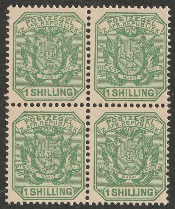 TRANSVAAL - 1895 Issue 1s yellow-green, block of 4**UM**