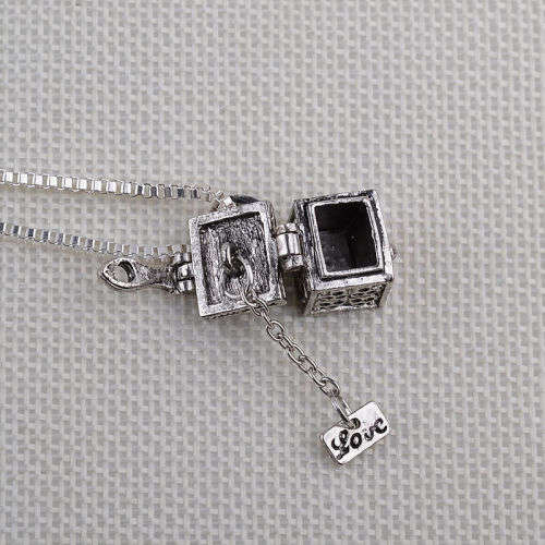 Silver Box Memorial Keepsake Ash Holder Necklace