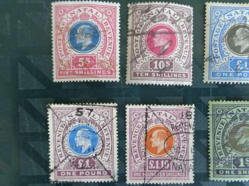 NATAL 1902/3 KE VII Revenue and  1800s QV 5s  USED  Part Sets Stamps