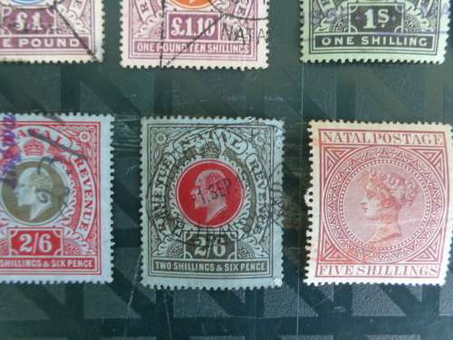 NATAL 1902/3 KE VII Revenue and  1800s QV 5s  USED  Part Sets Stamps