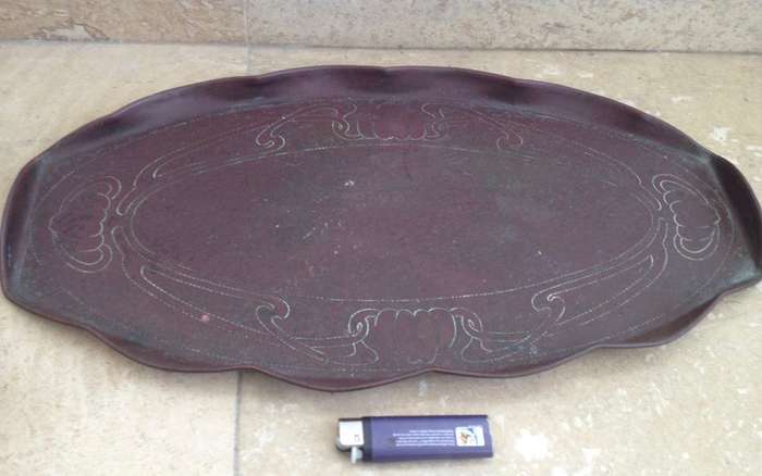 Vintage copper tray folded edges coffee tray drinks tray