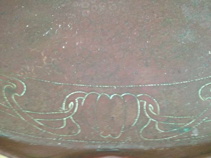 Vintage copper tray folded edges coffee tray drinks tray