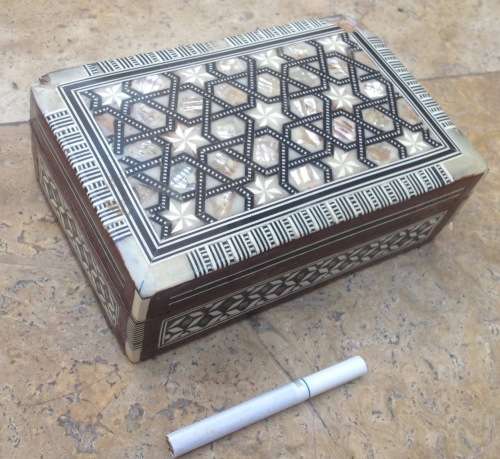 vintage mother of pearl inlaid egyptian jewelry box