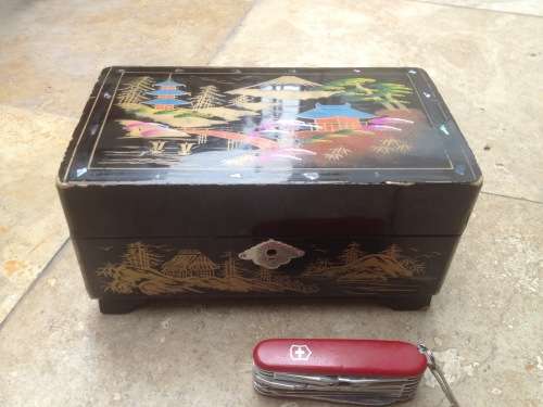 vintage Japanese music jewelry box , mother of pearl , needs a service
