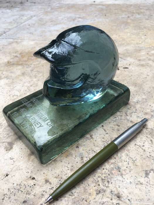 glass motorcycle helmet paperweight