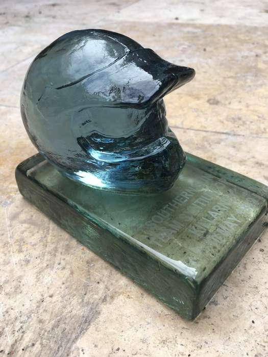 glass motorcycle helmet paperweight
