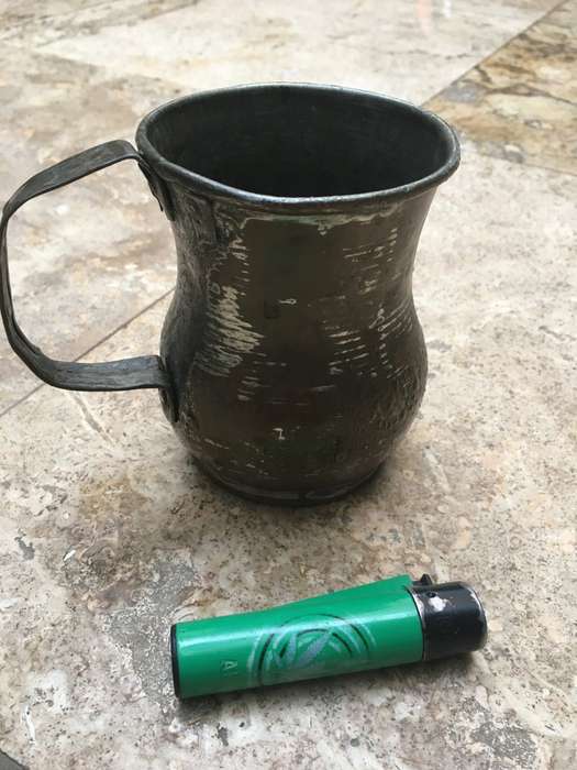 Vintage copper small jug , rustic
