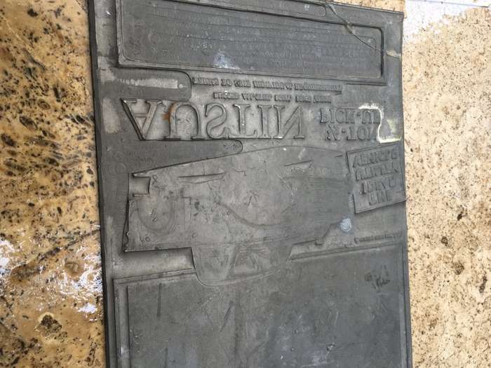 vintage lead printing plate ,advertising  Austin half ton pick up
