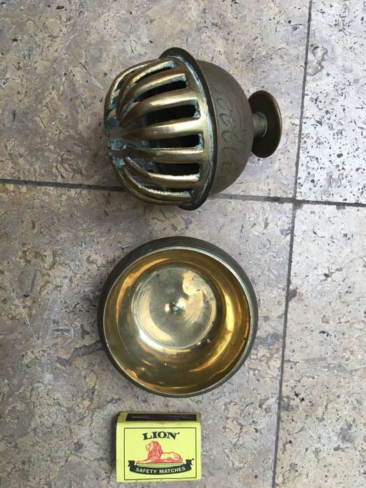 vintage brass elephant claw bell with stand , large size