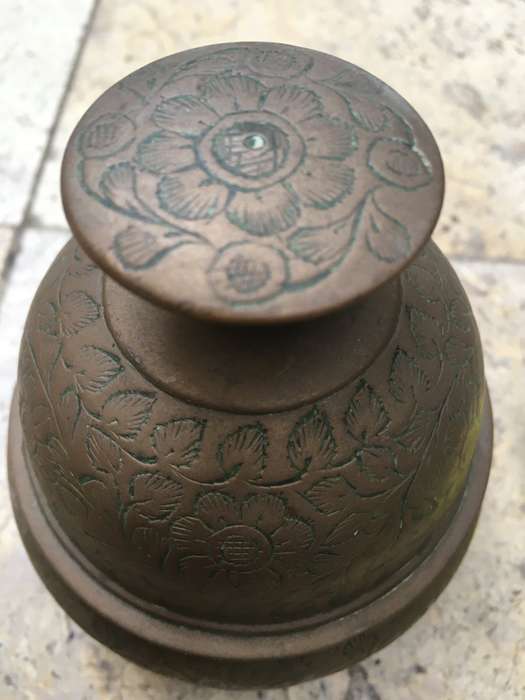 vintage brass elephant claw bell with stand , large size