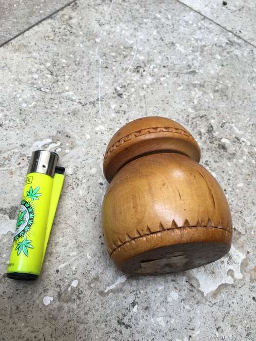 vintage primitive antique country kitchen wooden nutmeg grinder drone
