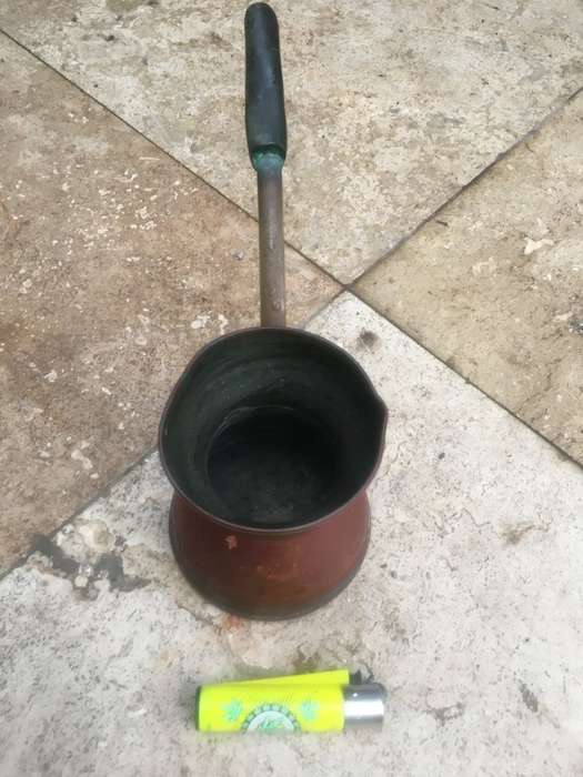 vintage Normeware copper pourer ladle , hand made briki