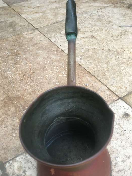 vintage Normeware copper pourer ladle , hand made briki