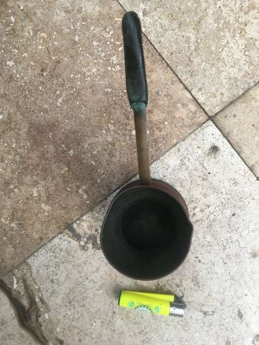 vintage Normeware copper pourer ladle , hand made briki