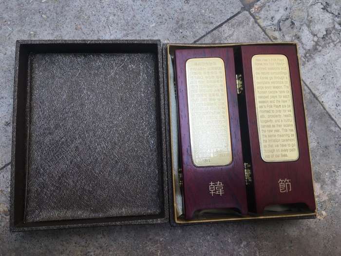 small folding screen Korea four seasons of prosperity , in box