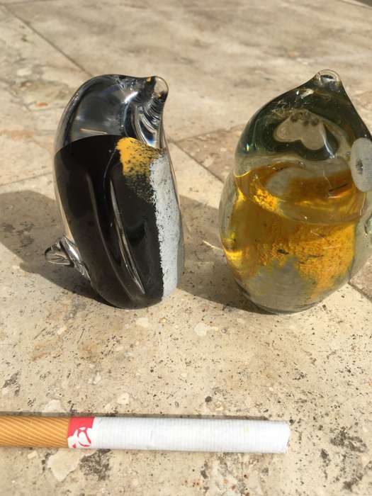 vintage murano penquin and owl pair