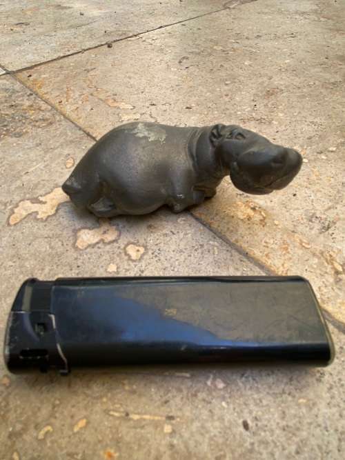 pewter hippo paperweight