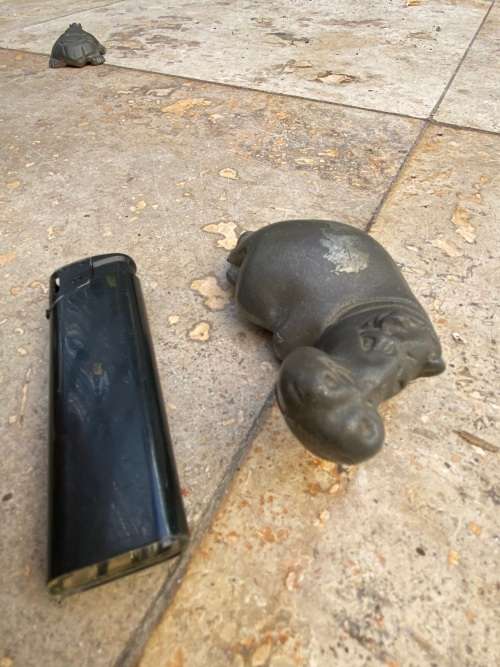 pewter hippo paperweight
