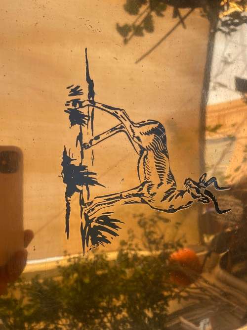 vintage copper tray antelope engraved  with handles
