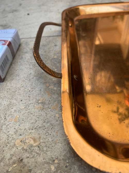 vintage copper tray antelope engraved  with handles