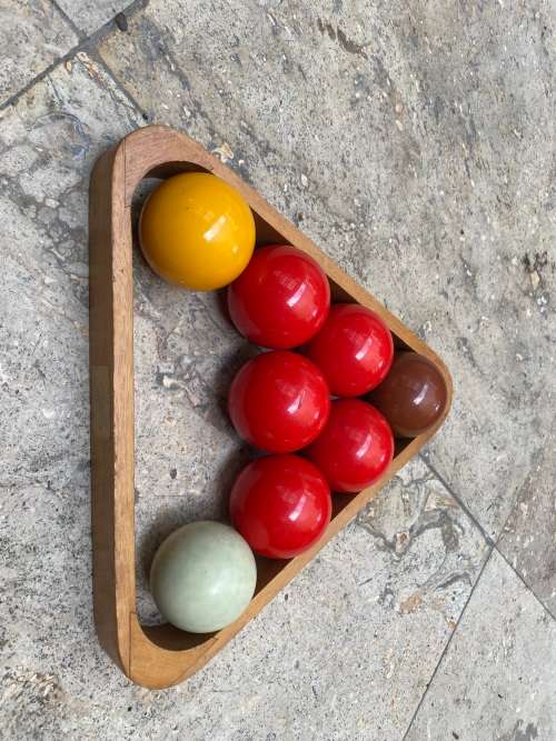 vintage billiard pool triangle with balls 5cm