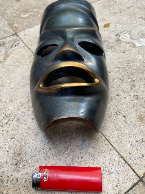 vintage large heavy brass bronze african tribal mask