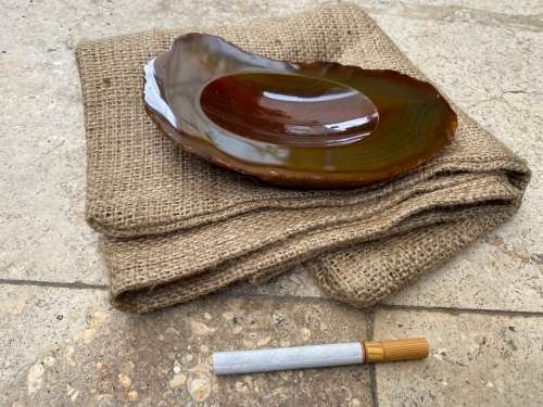 vintage agate polished natural gemstone ashtray utility bowl