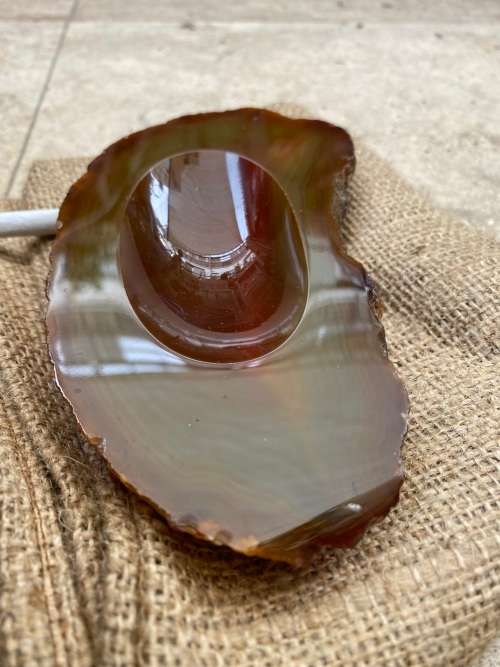 vintage agate polished natural gemstone ashtray utility bowl
