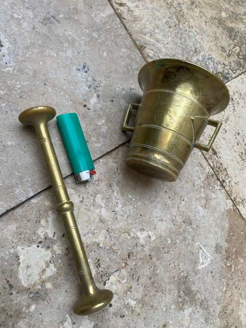vintage heavy brass Mortar and Pestle no 9 made in Sweden